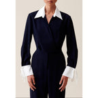 Claudie Pierlot - Navy Bi-Material Jumpsuit