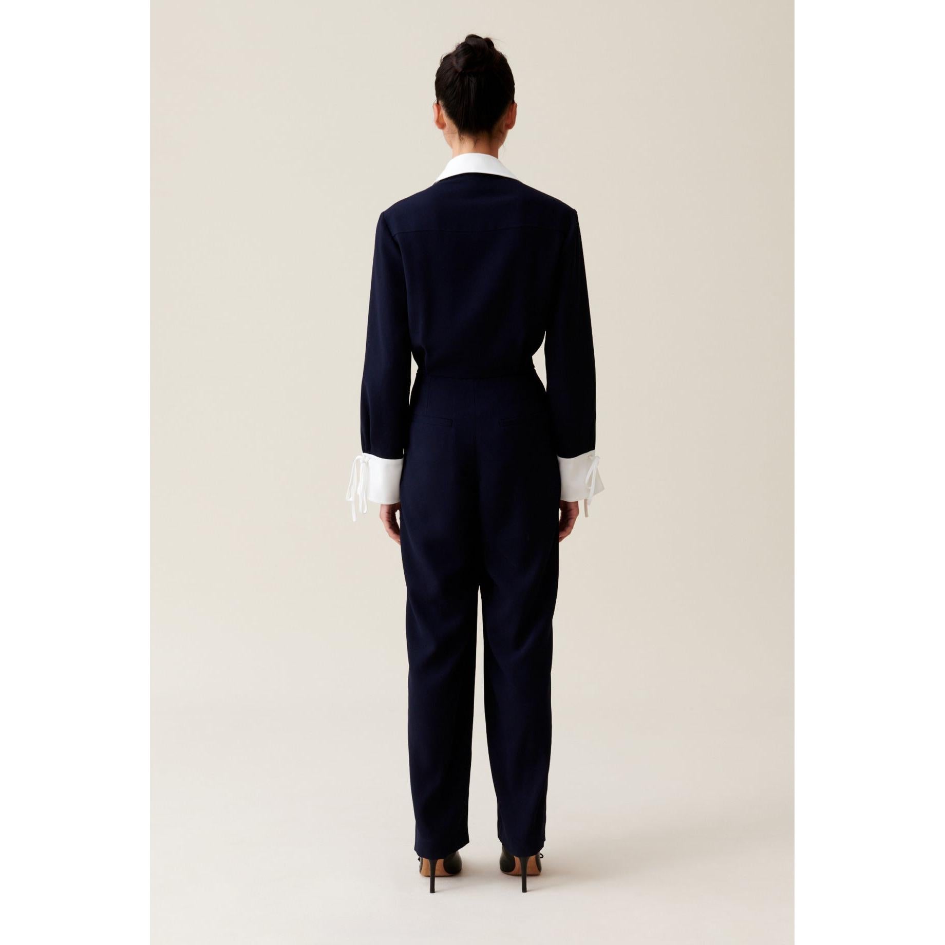 Claudie Pierlot - Navy Bi-Material Jumpsuit