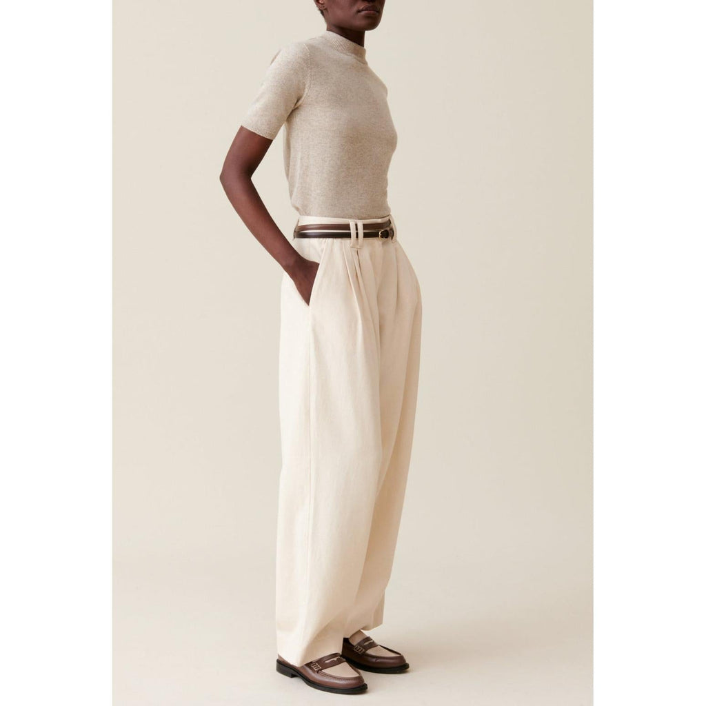 Wide Pleated Denim Pants