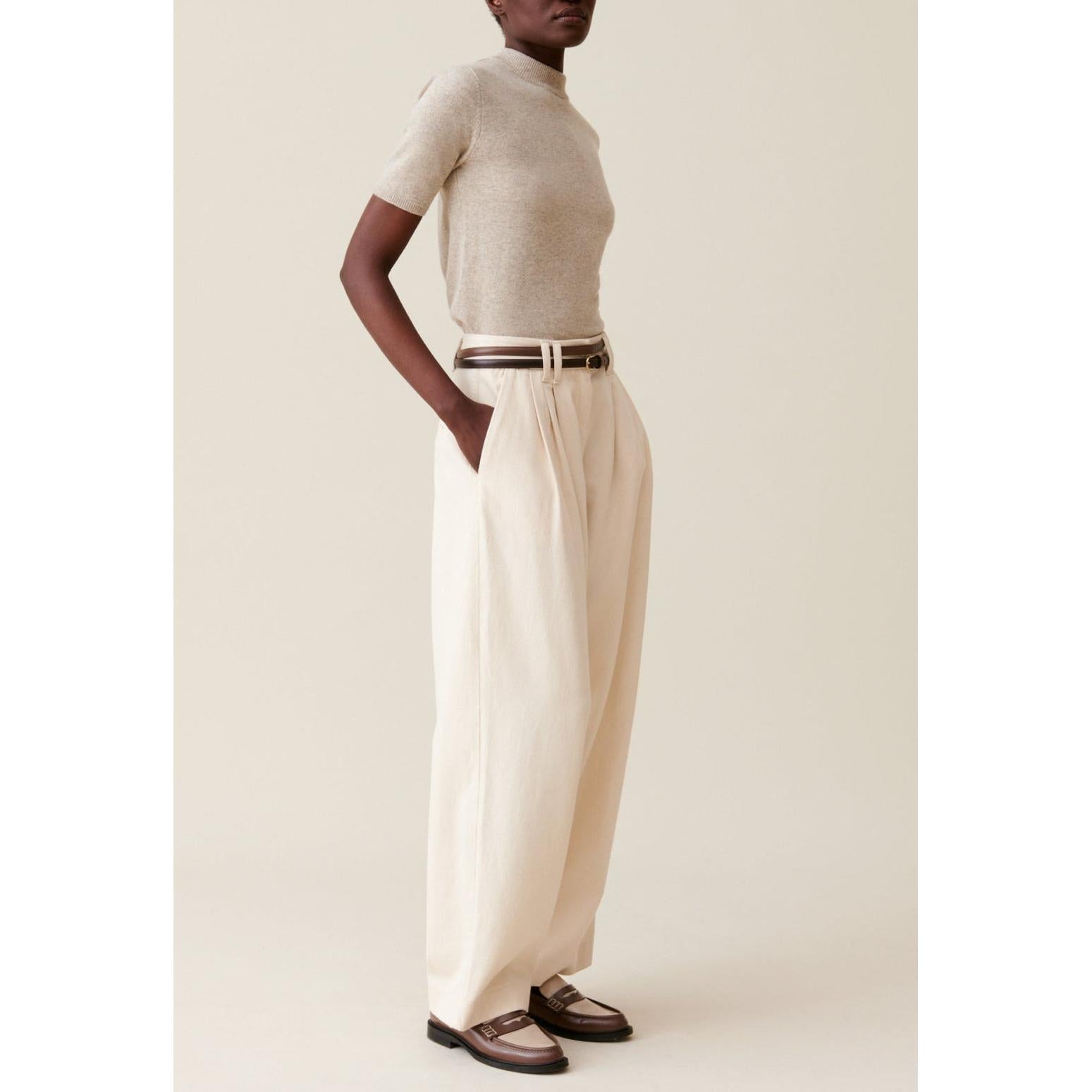 Wide Pleated Denim Pants