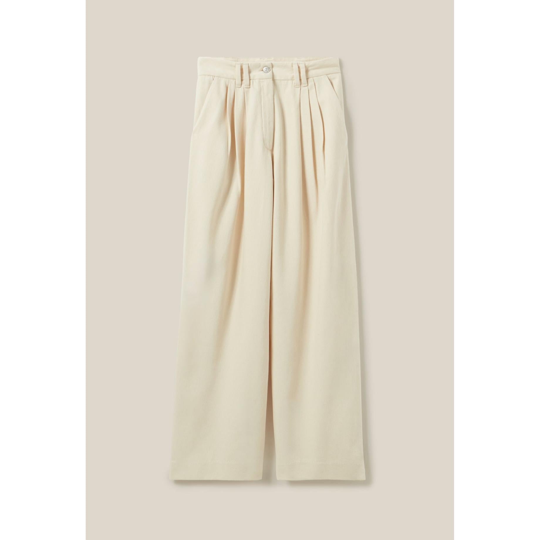 Wide Pleated Denim Pants