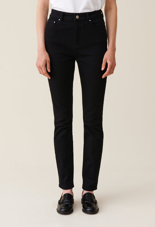 Jean Slim Noir Taille Mi-Haute