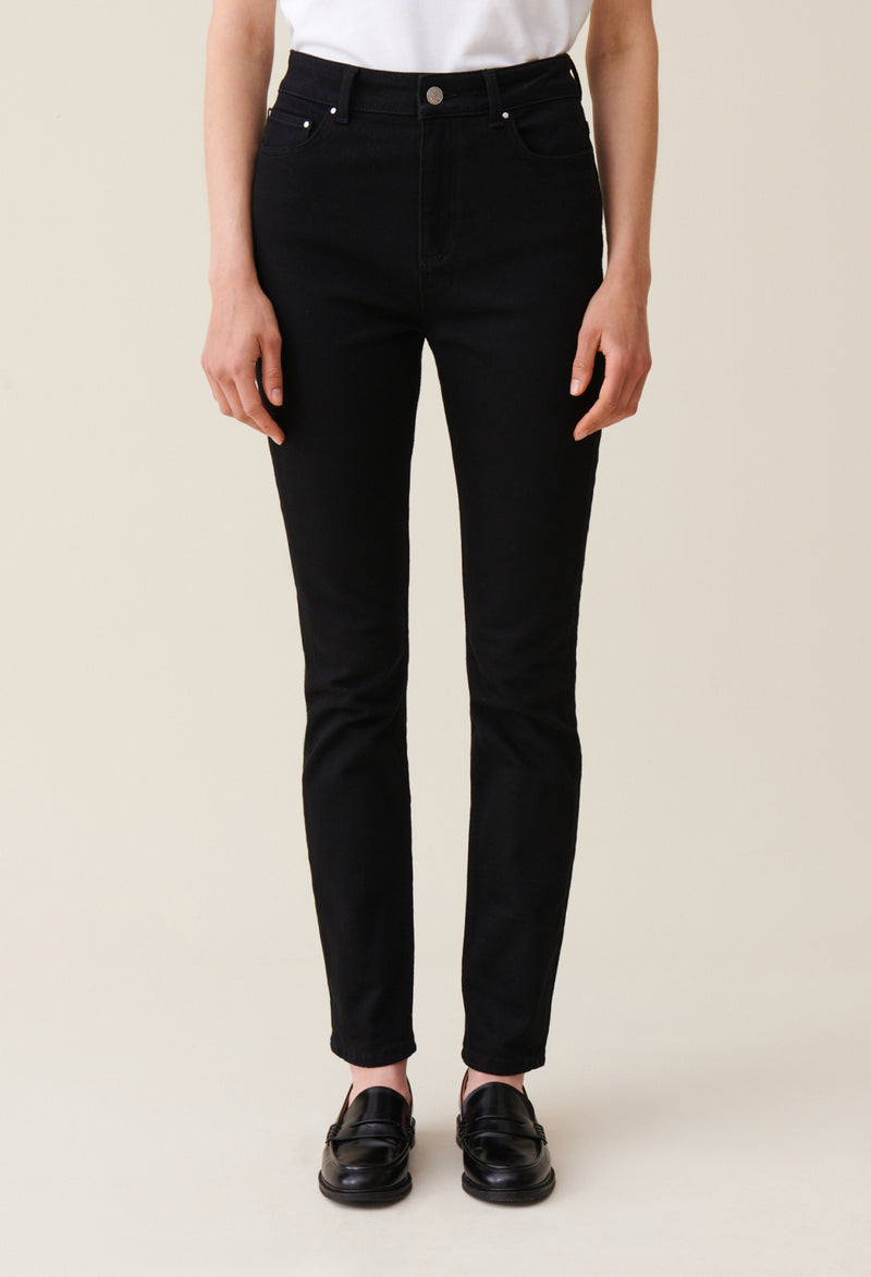 Jean Slim Noir Taille Mi-Haute