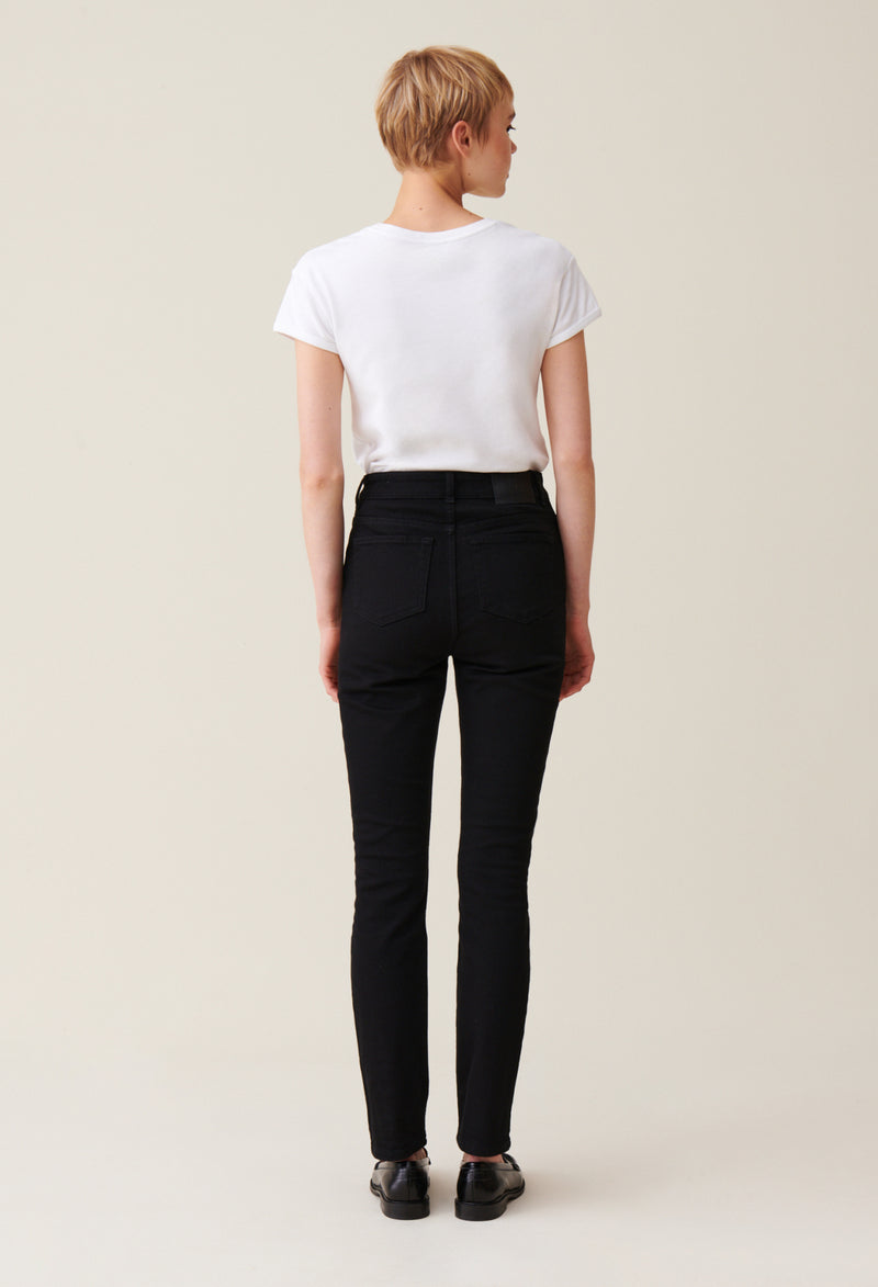 Jean Slim Noir Taille Mi-Haute