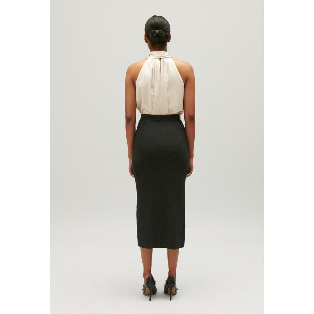 Long Heather Grey Knit Skirt