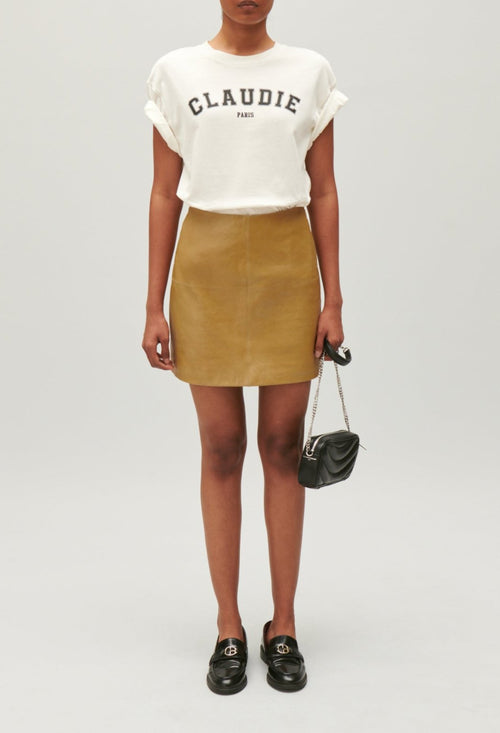 Jupe Cuir - Creme - Jaune Pale