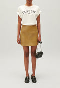 Leather Skirt - Cream - Pale Yellow