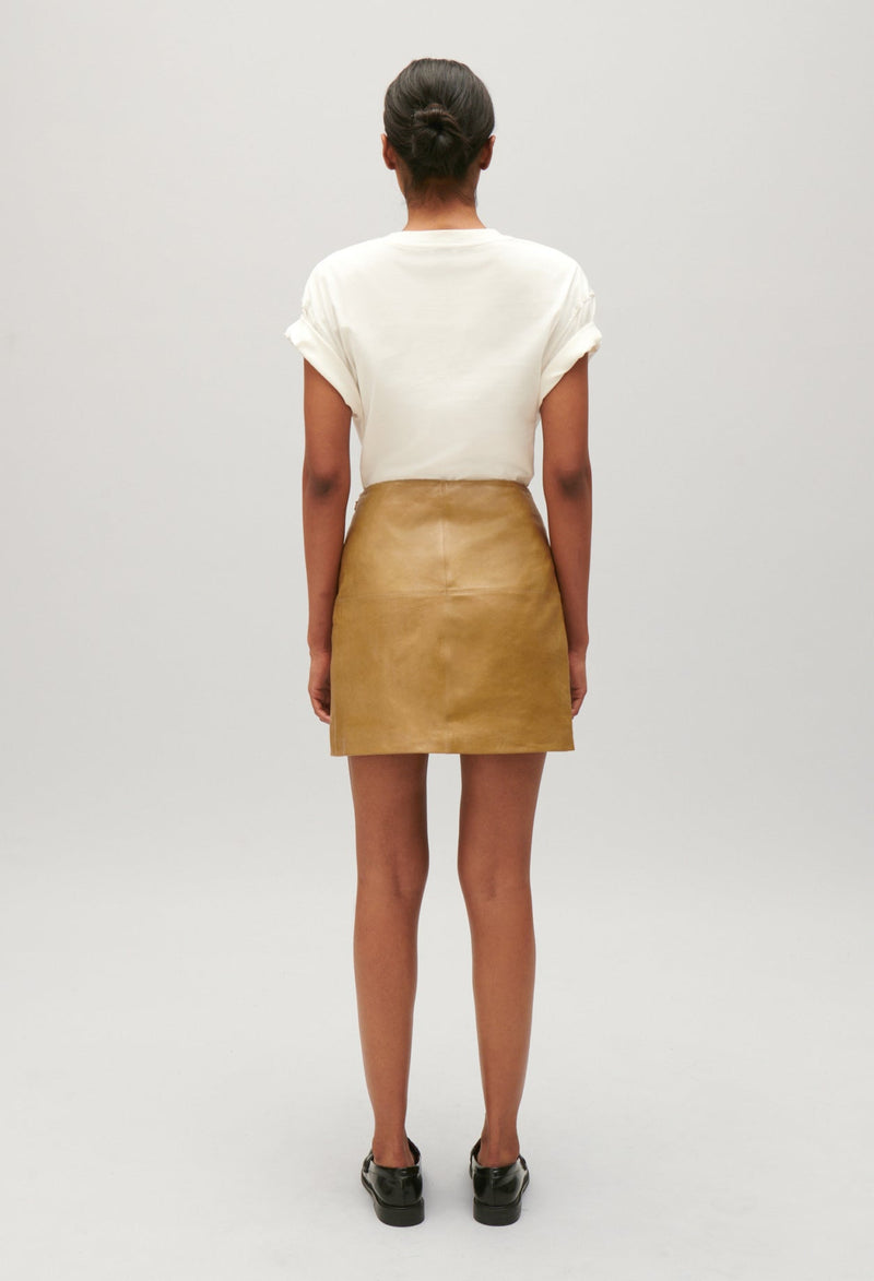 Leather Skirt - Cream - Pale Yellow