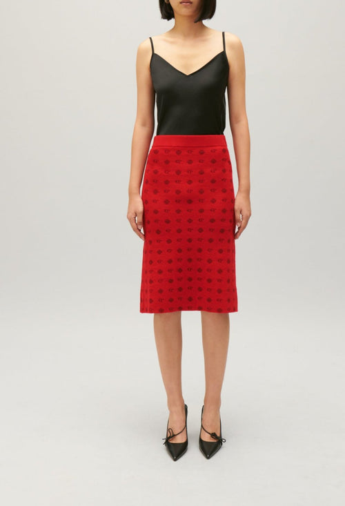 Falda de punto - Melange - Rojo