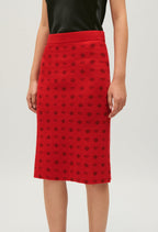 Knitted Skirt - Melange - Red