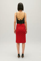 Knitted Skirt - Melange - Red