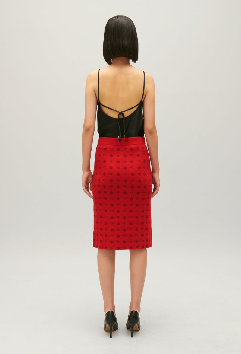 Claudie Pierlot - Jupe Maille - Melange - Rouge