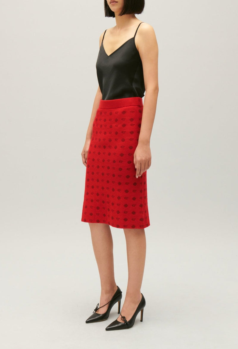 Claudie Pierlot - Jupe Maille - Melange - Rouge
