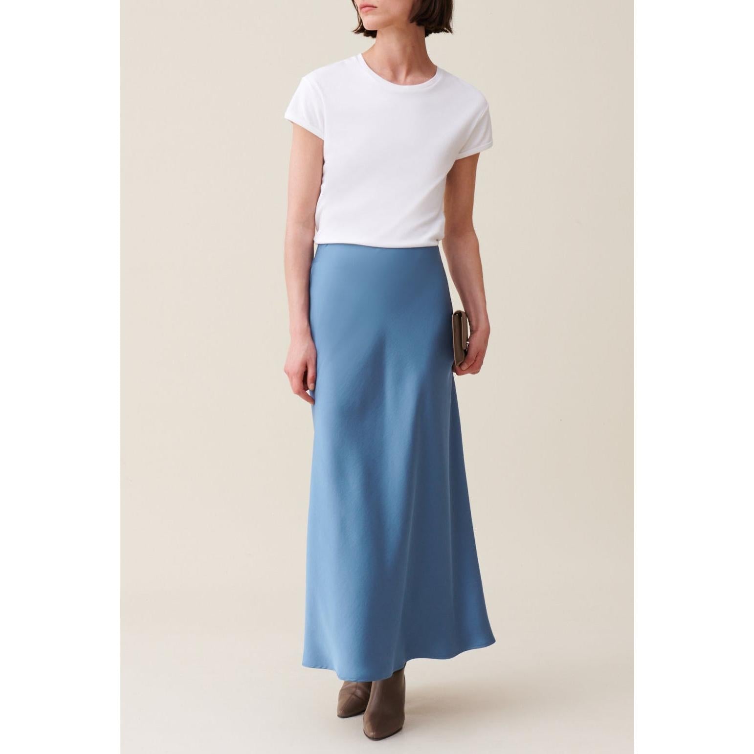 Fluid Satin Midi Skirt