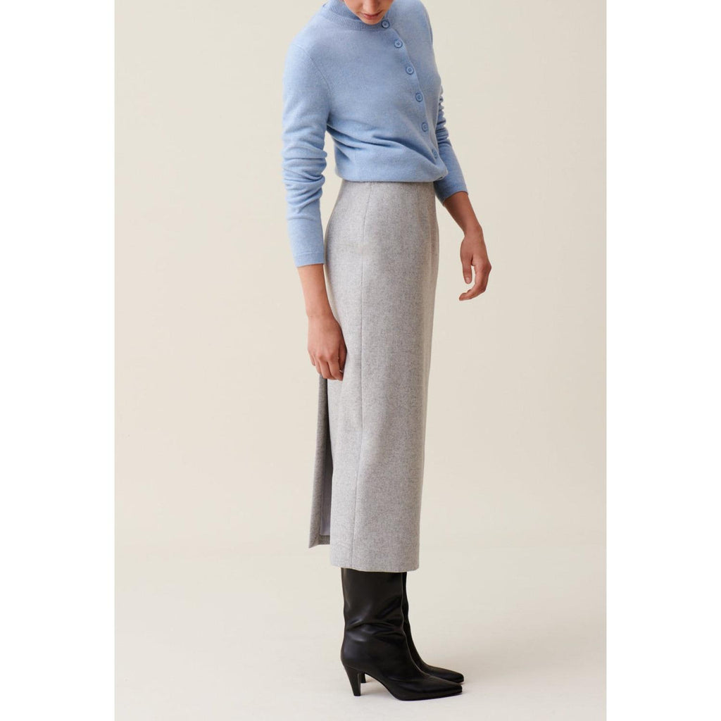 Light Grey High-Waisted Pencil Skirt