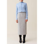 Light Grey High-Waisted Pencil Skirt