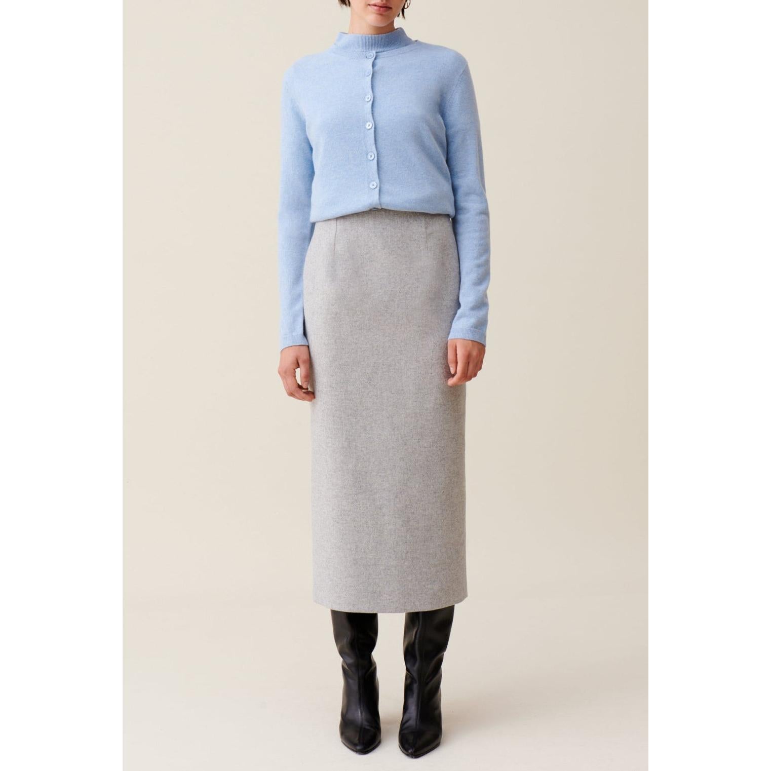 Light Grey High-Waisted Pencil Skirt