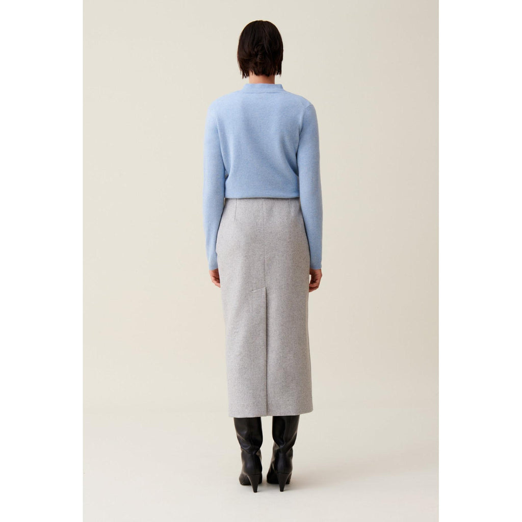 Light Grey High-Waisted Pencil Skirt