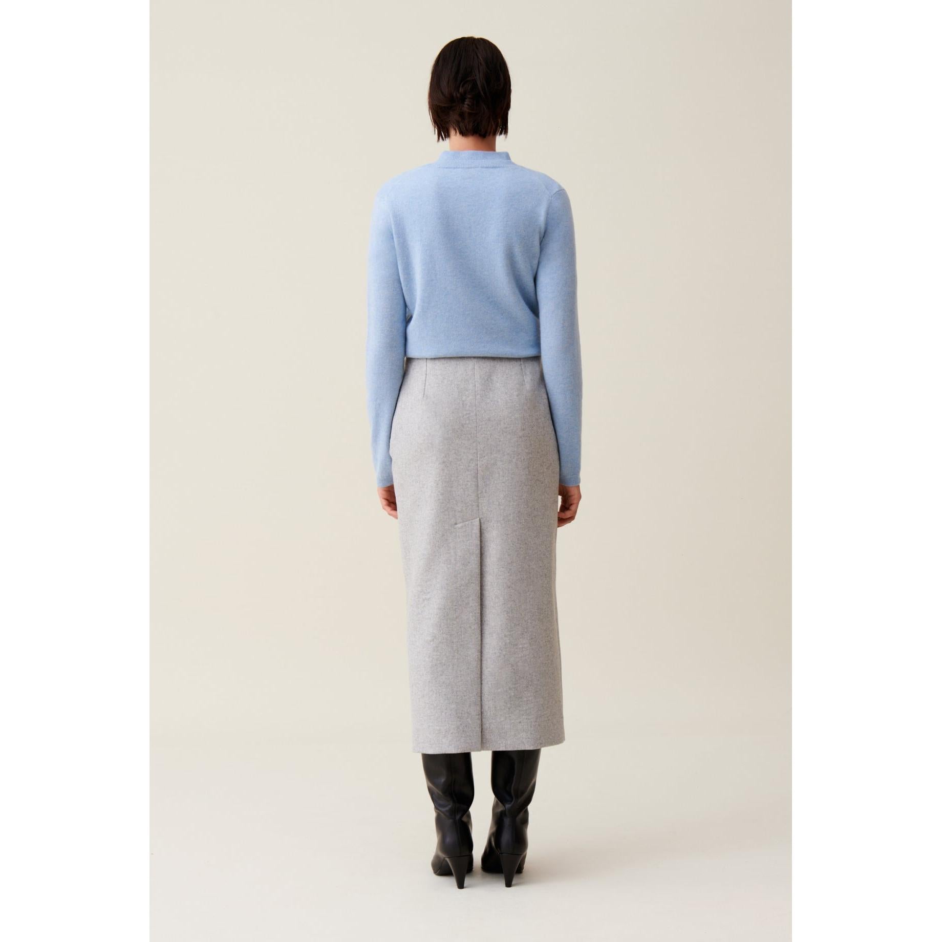 Light Grey High-Waisted Pencil Skirt