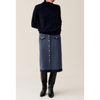 Navy High Waisted Monogram Skirt