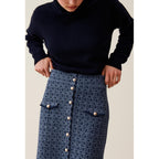 Navy High Waisted Monogram Skirt