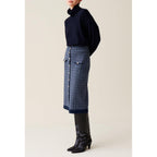 Jupe Monogramme Taille Haute Marine