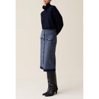 Navy High Waisted Monogram Skirt