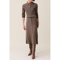 Pleated Buttoned Midi Skirt