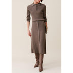 Pleated Buttoned Midi Skirt