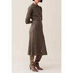Pleated Buttoned Midi Skirt