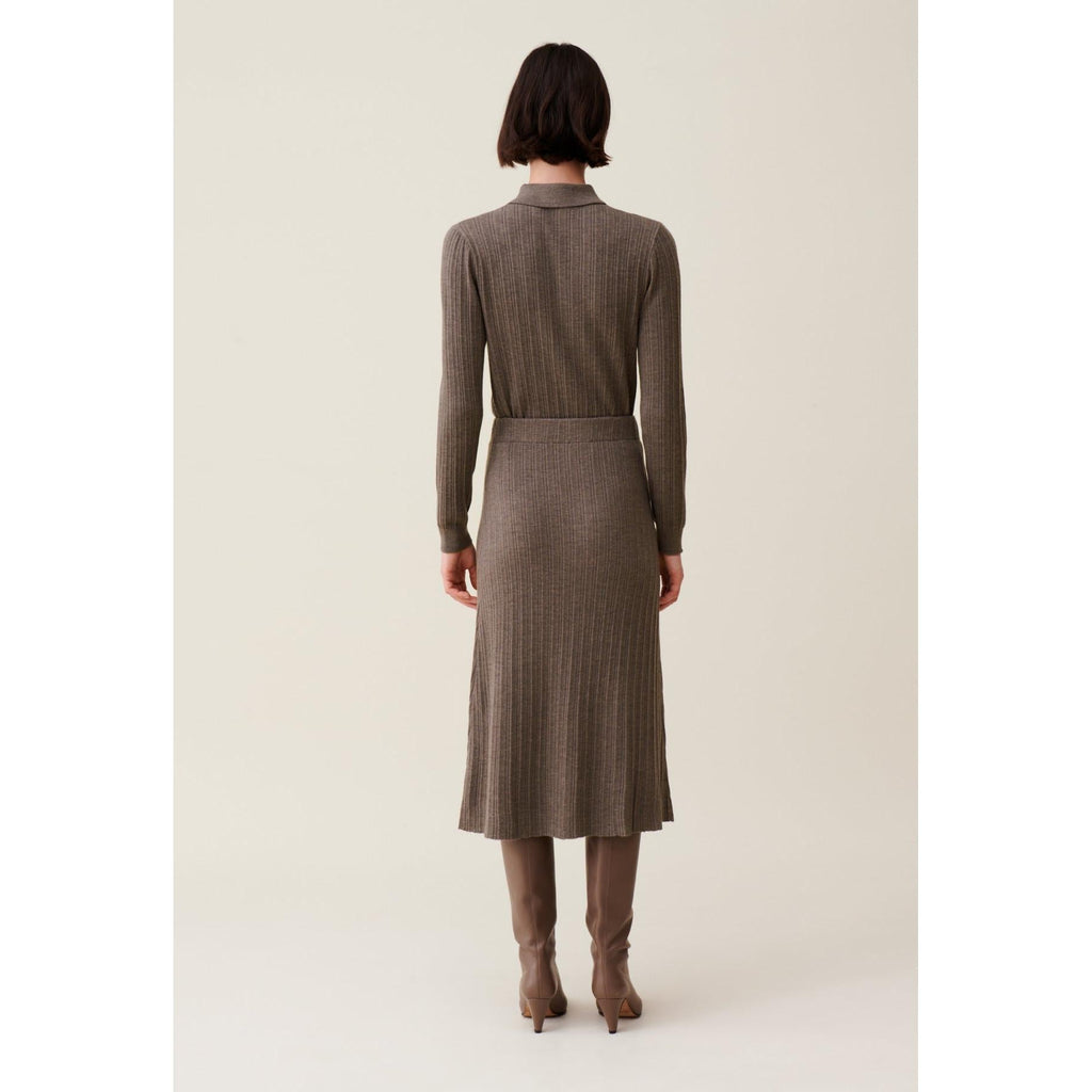 Pleated Buttoned Midi Skirt