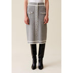 Gray Mid-Length Knitted Skirt