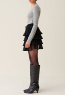 Claudie Pierlot - Jupe Courte Noire Volants