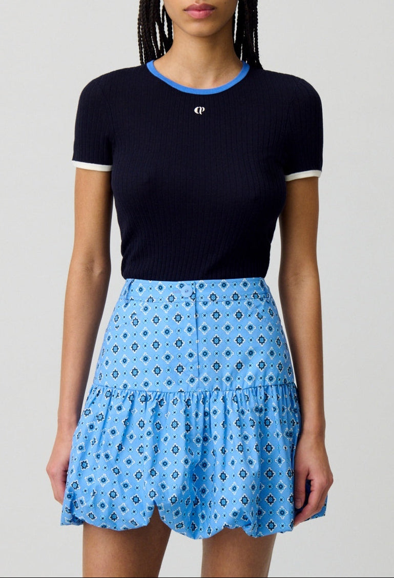 Jupe Sunebis Print Bleu Fonce