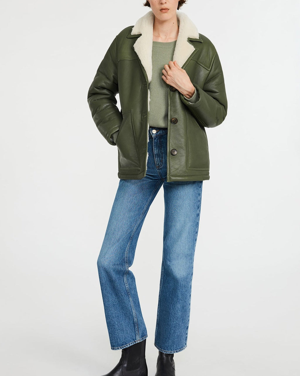 Claudie Pierlot - Peau Lainée - Fenda - Kaki