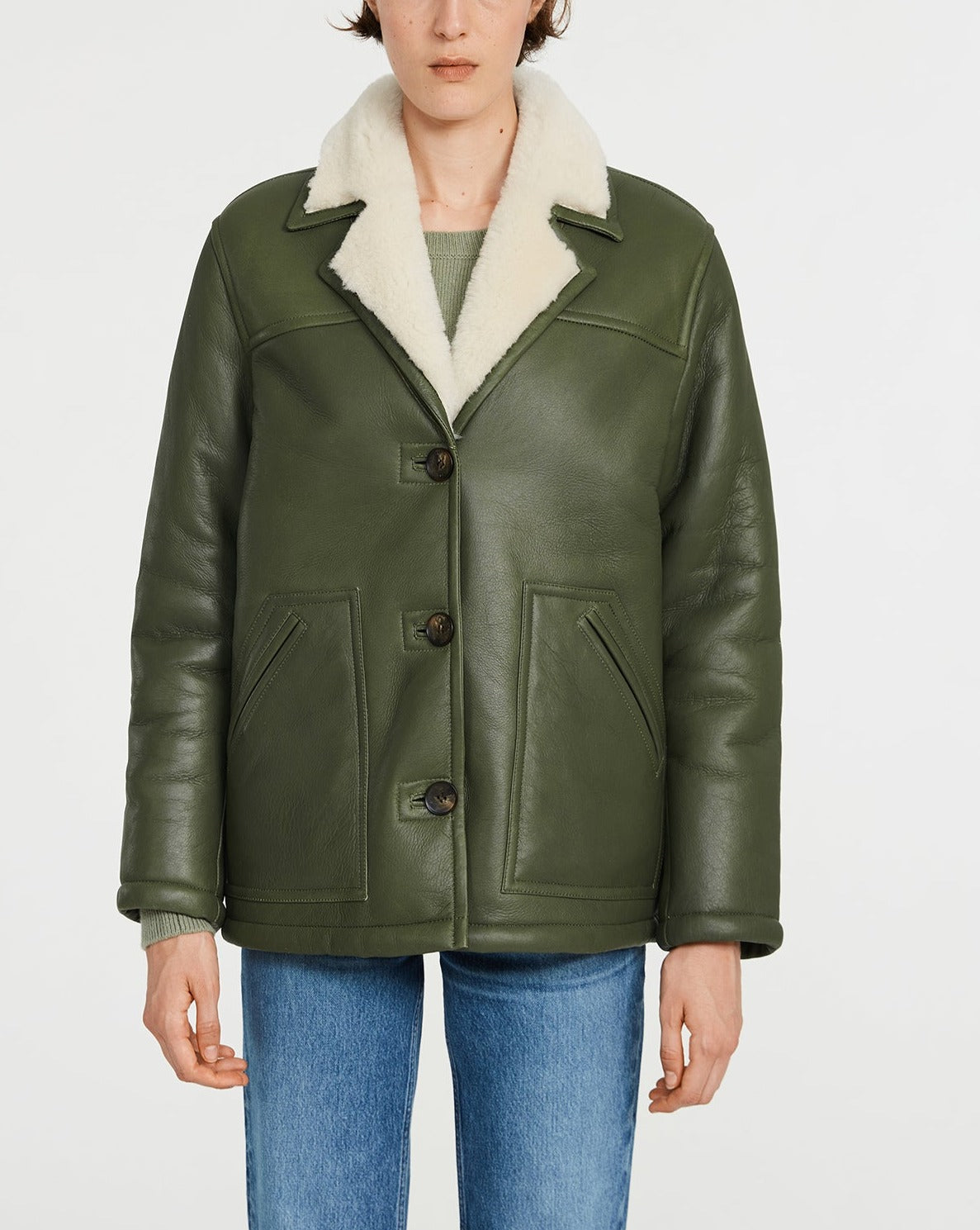 Claudie Pierlot - Peau Lainée - Fenda - Kaki