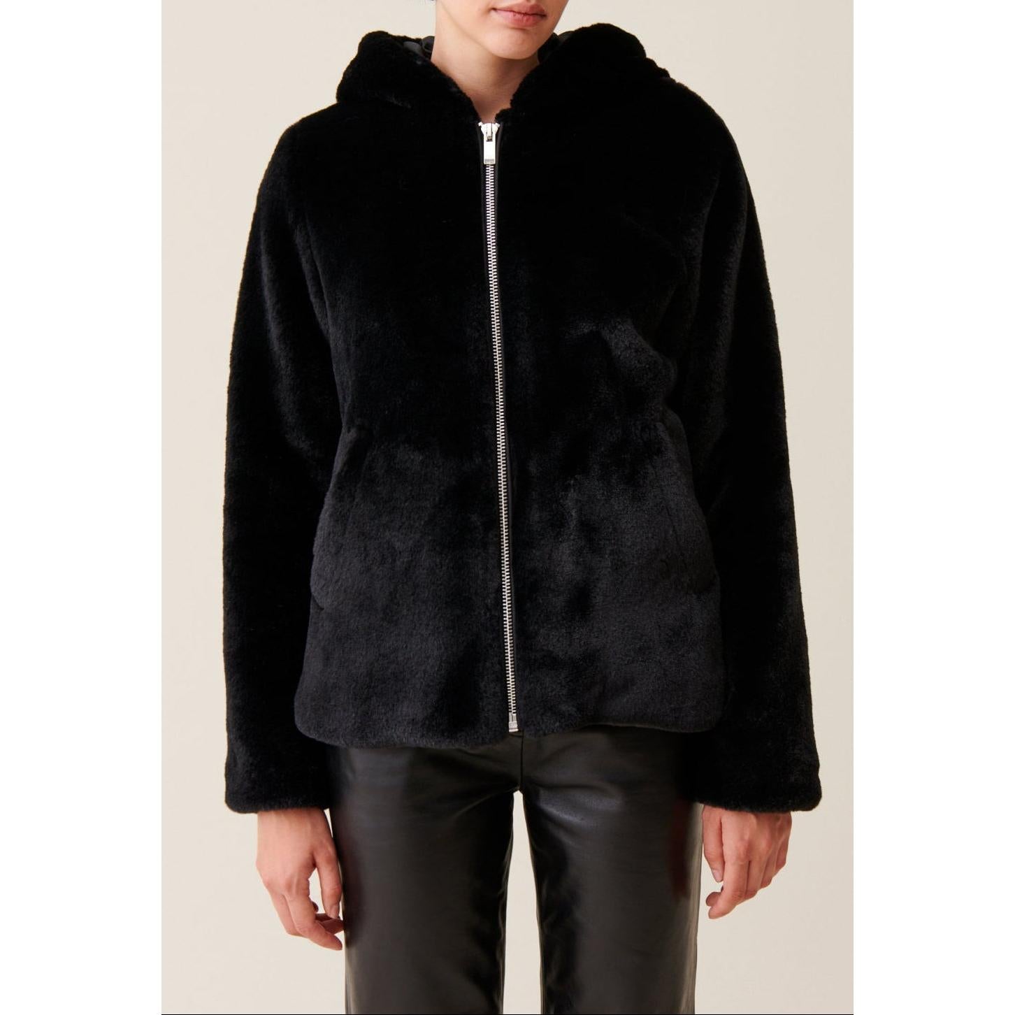 Claudie Pierlot - Veste Fausse Fourrure À Capuche