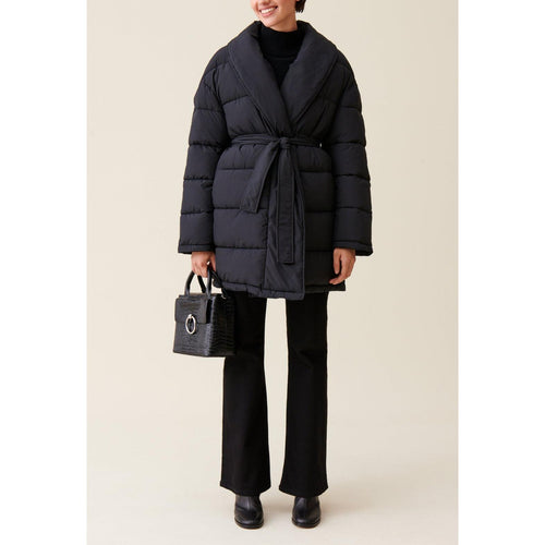 Doudoune Col Châle Avec Ceinture