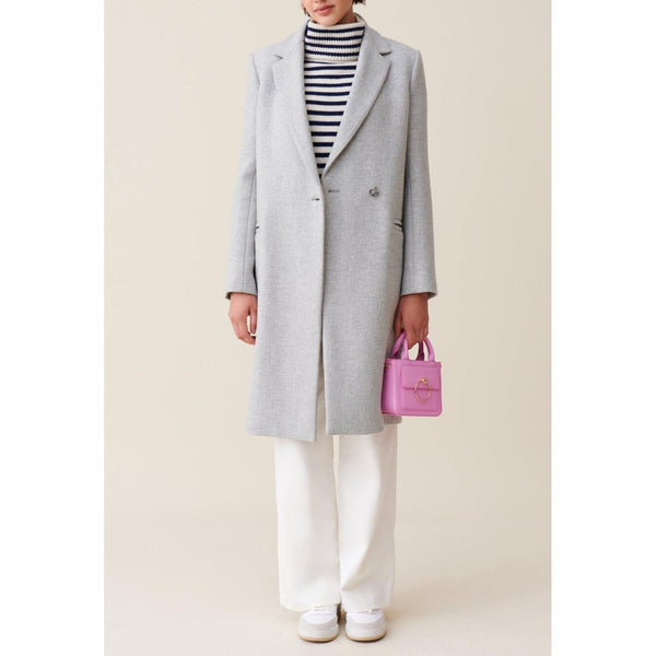 Mid-Length Light Gray Tailored Coat