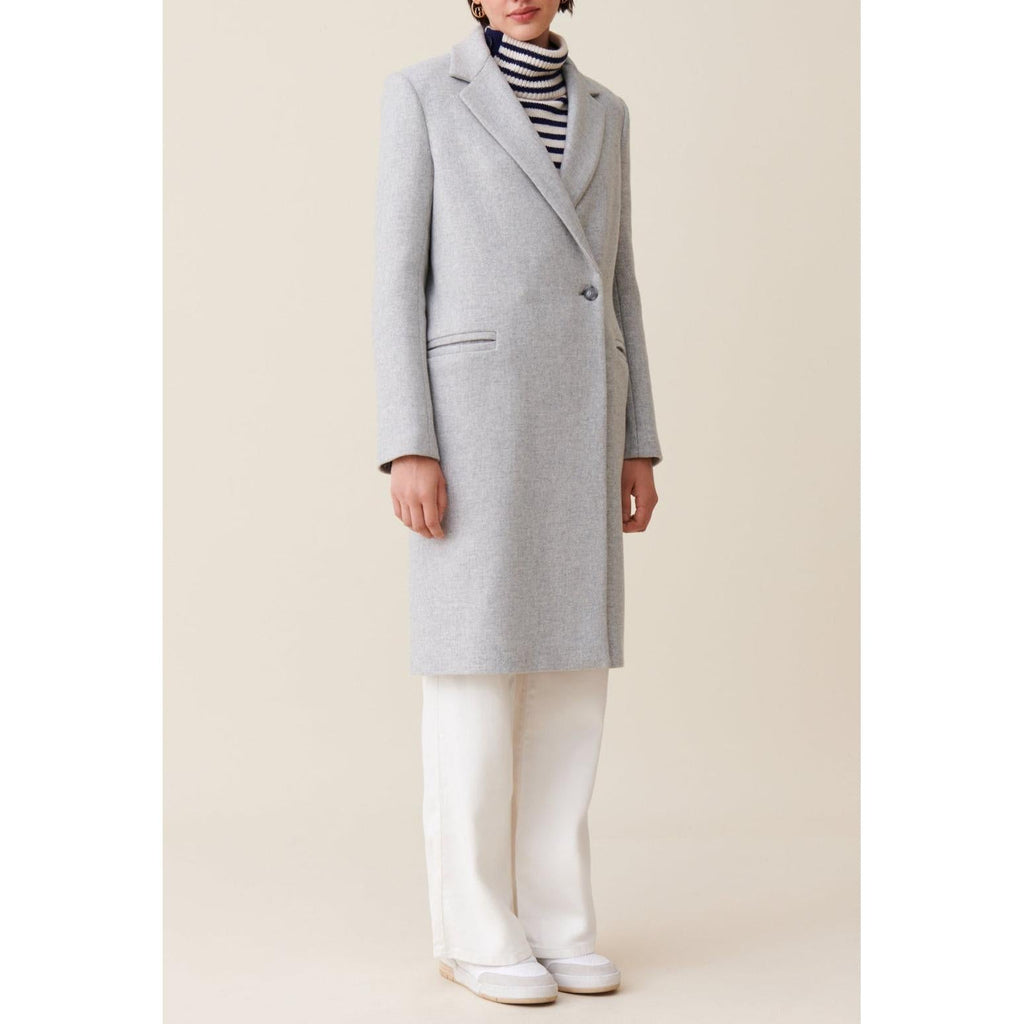 Mid-Length Light Gray Tailored Coat