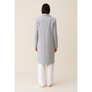 Claudie Pierlot - Manteau Mi-Long Tailleur Gris Clair