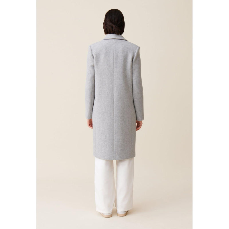 Claudie Pierlot - Manteau Mi-Long Tailleur Gris Clair