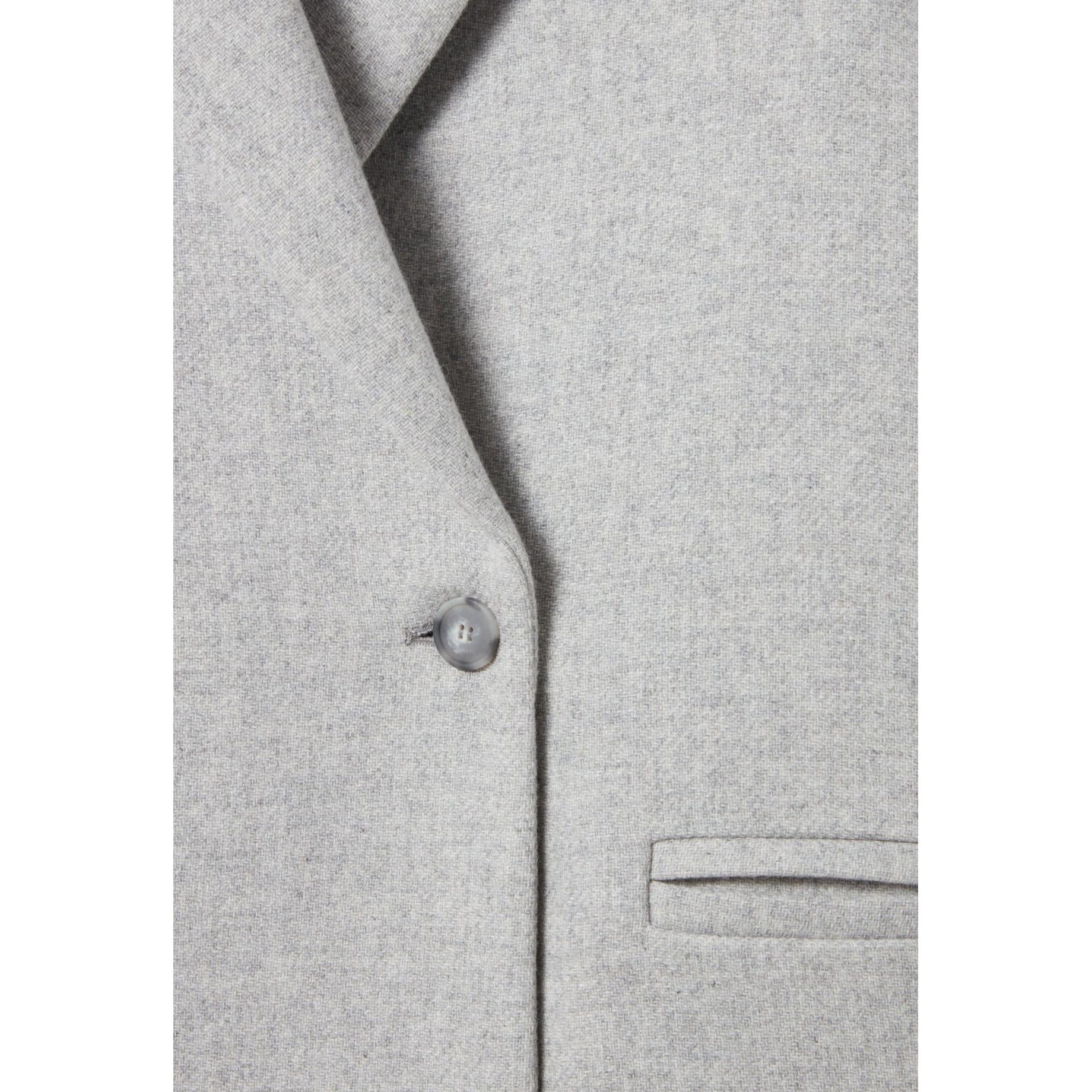 Mid-Length Light Gray Tailored Coat
