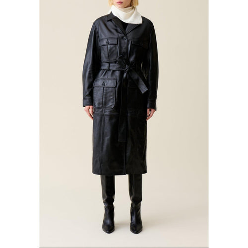 Trench-Coat Cuir Col Tailleur