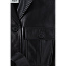 Gabardina de cuero con cuello sastre
