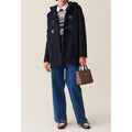 Navy Blue Short Hooded Coat