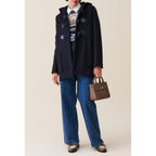 Navy Blue Short Hooded Coat