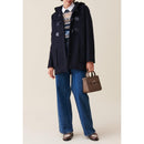 Claudie Pierlot - Manteau Court Capuche Bleu Marine