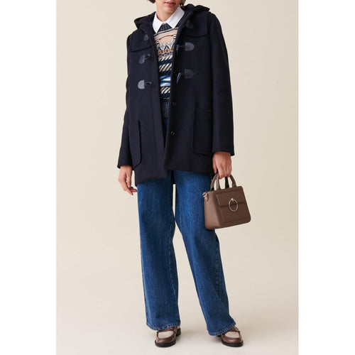 Manteau Court Capuche Bleu Marine
