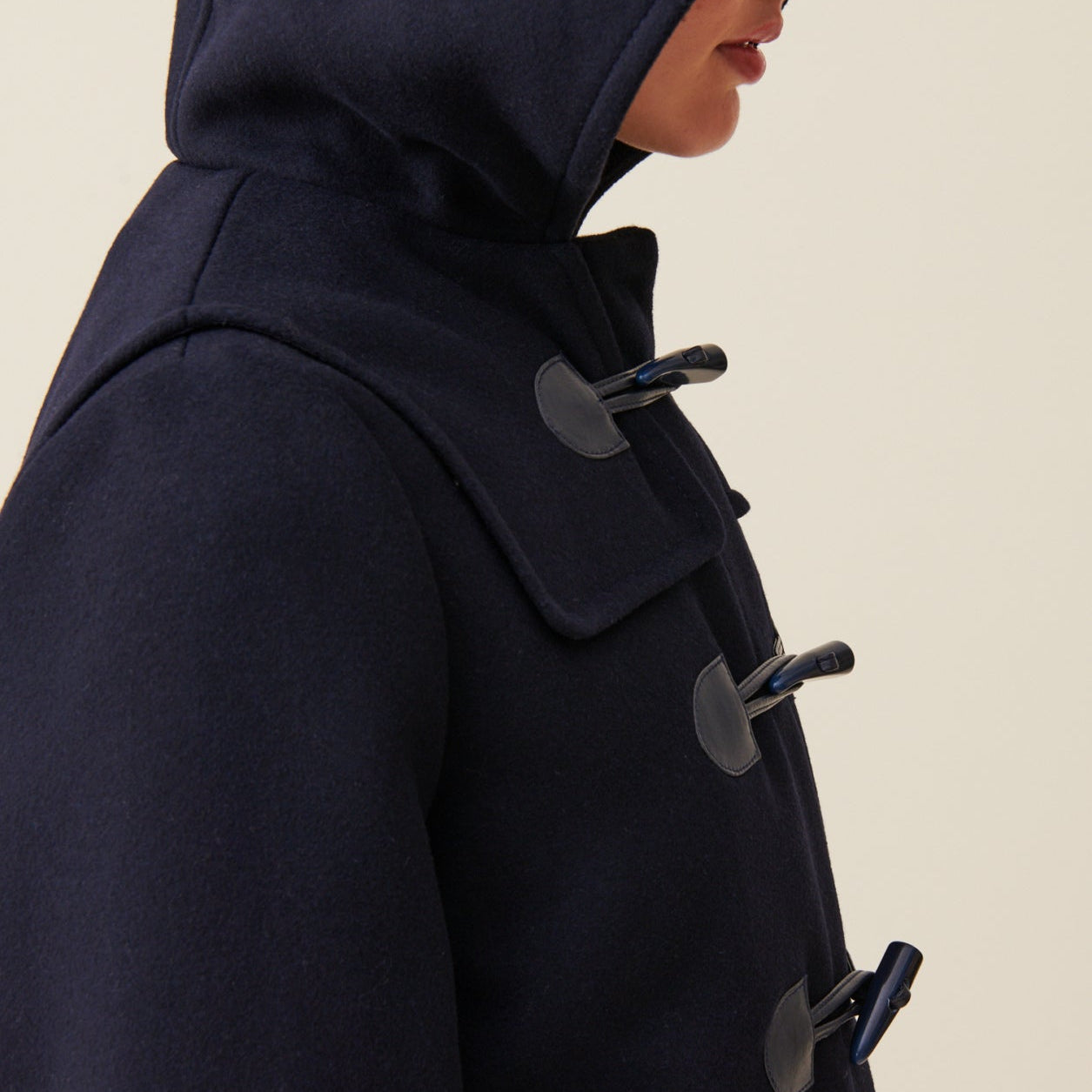 Navy Blue Short Hooded Coat